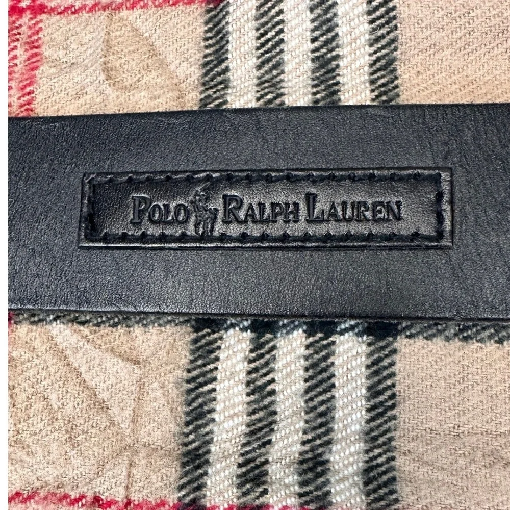 Polo Ralph Lauren Leather Belt Mens Black Good‎ Silver Buckle 1393183